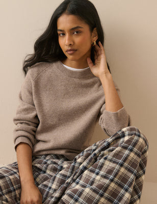 Taupe Knitted Wool Jumper | Nobody's Child