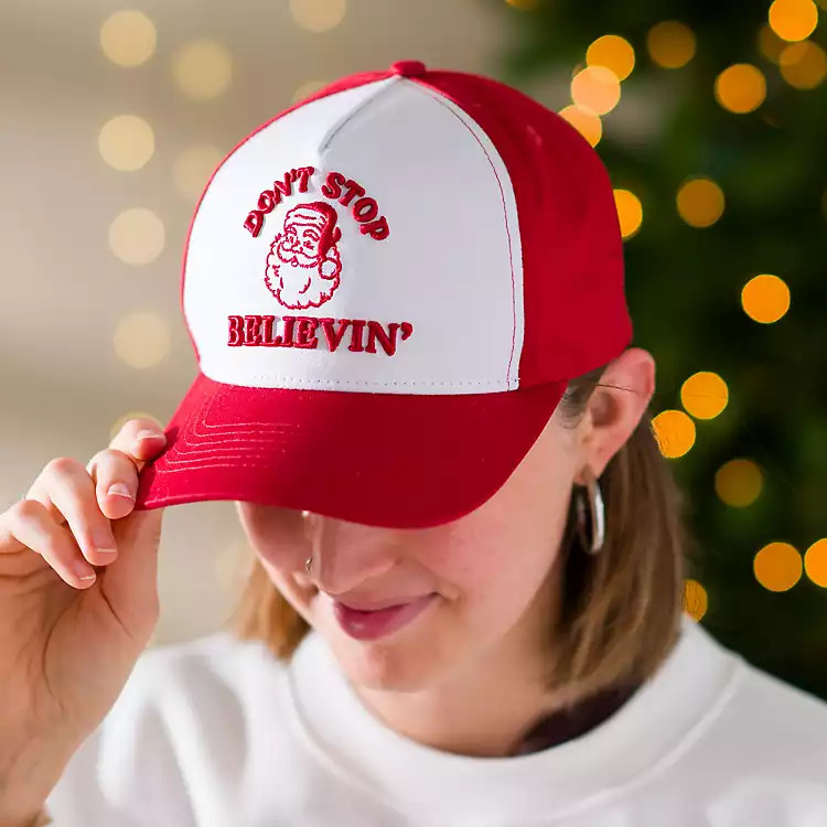 Dont Stop Believin Christmas Baseball Hat | Kirklands Home | Kirklands