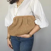 Raffia Crochet Natural Clutch Bag | Woven Straw Summer Handbag | Knitted Raffia Pouch Clutch Bag | Etsy (Global)