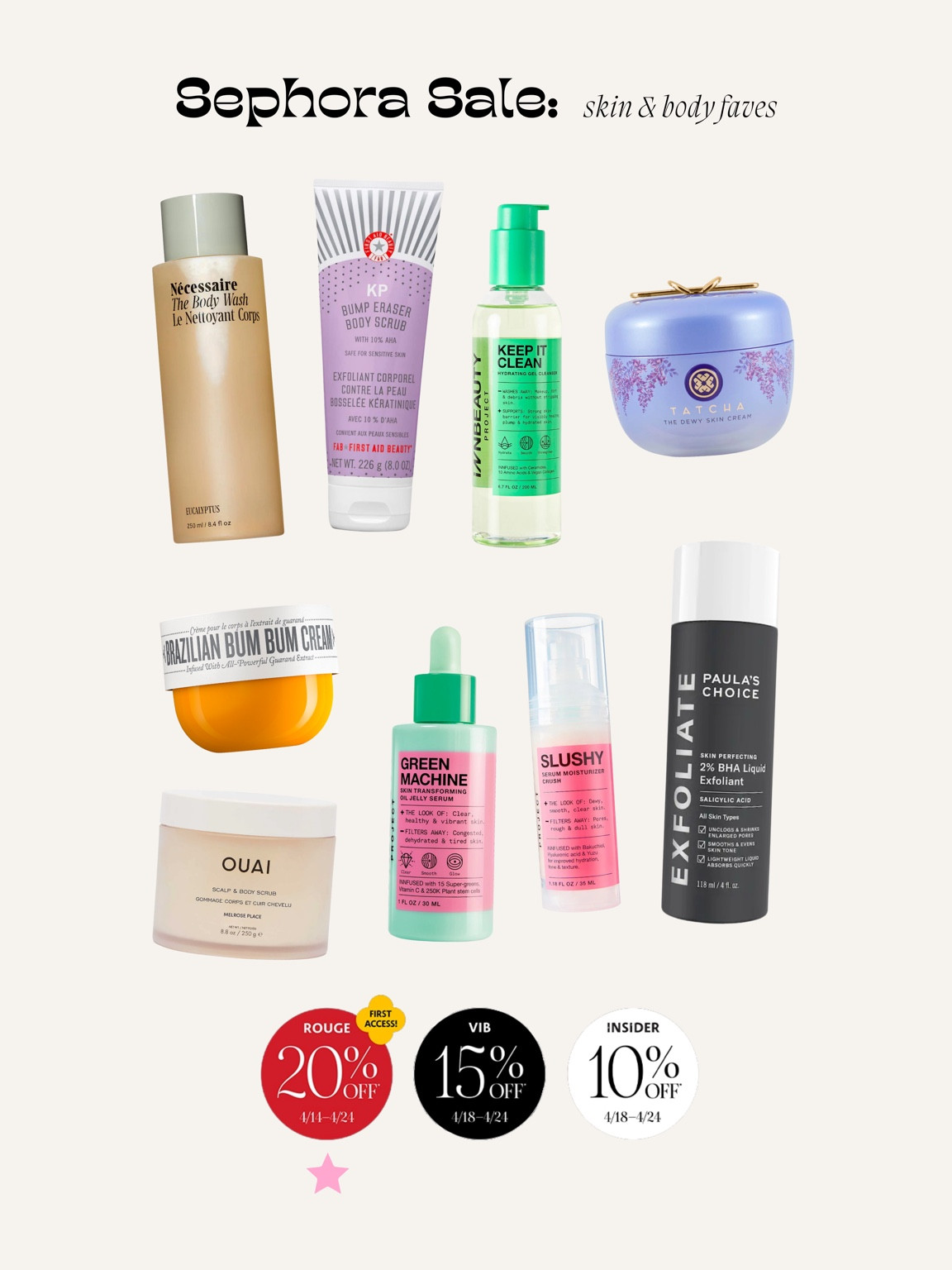 Sephora sale: skincare & body faves! Sign in to your account to see your level of savings - opens to the public at 10% off site wide on 4/18! Code SAVEMORE

#LTKsalealert #LTKbeauty #LTKunder50
