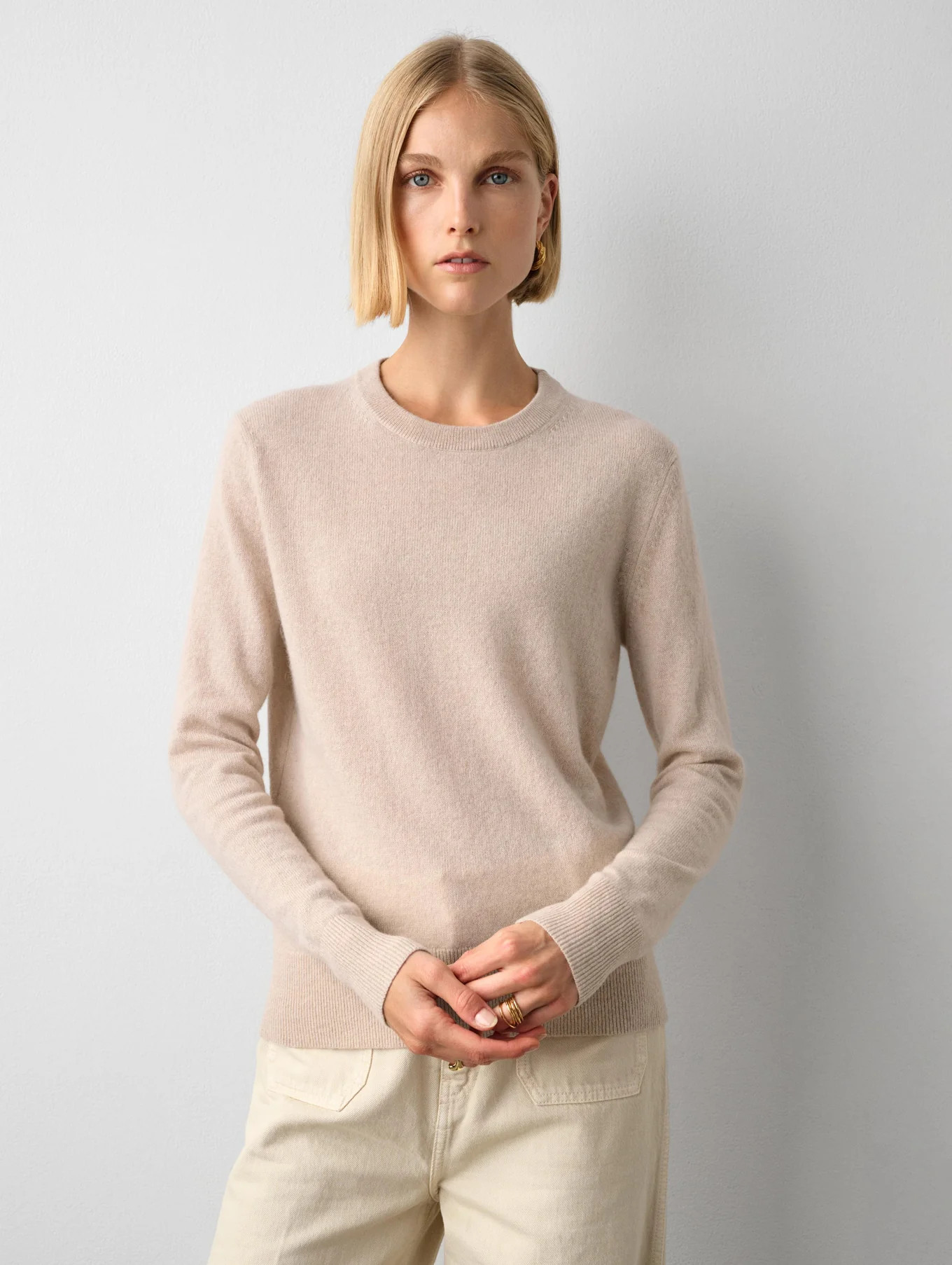 Essential Cashmere Crewneck | White and Warren