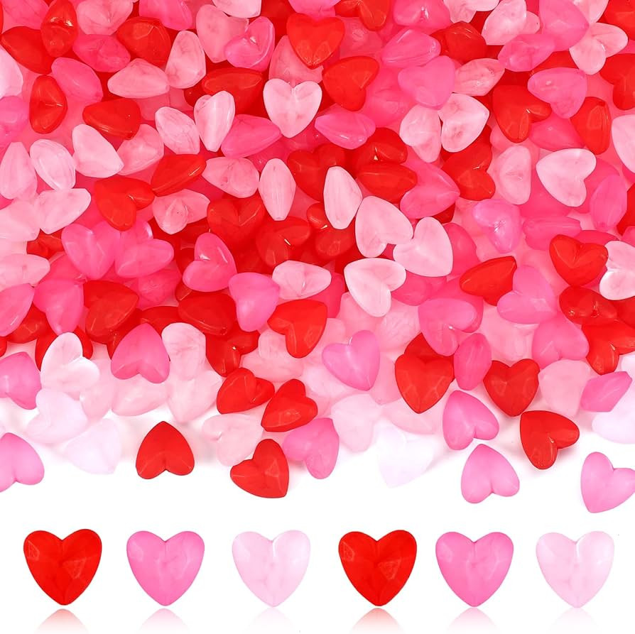 UPINS Frosted Heart Beads,300pcs Valentine's Day Red Pink Heart Candy Beads for Valentine's Day J... | Amazon (CA)