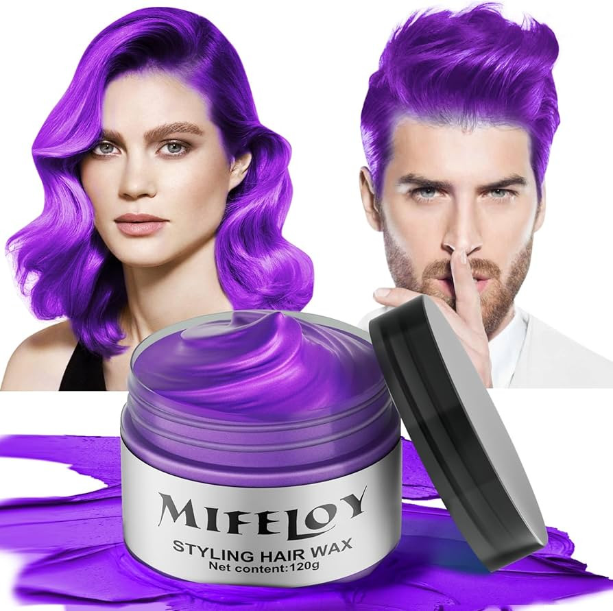 Purple Temporary Hair Color Wax, Washable Violet Hairstyle Cream Dye | For Party Cosplay DIY | In... | Amazon (US)