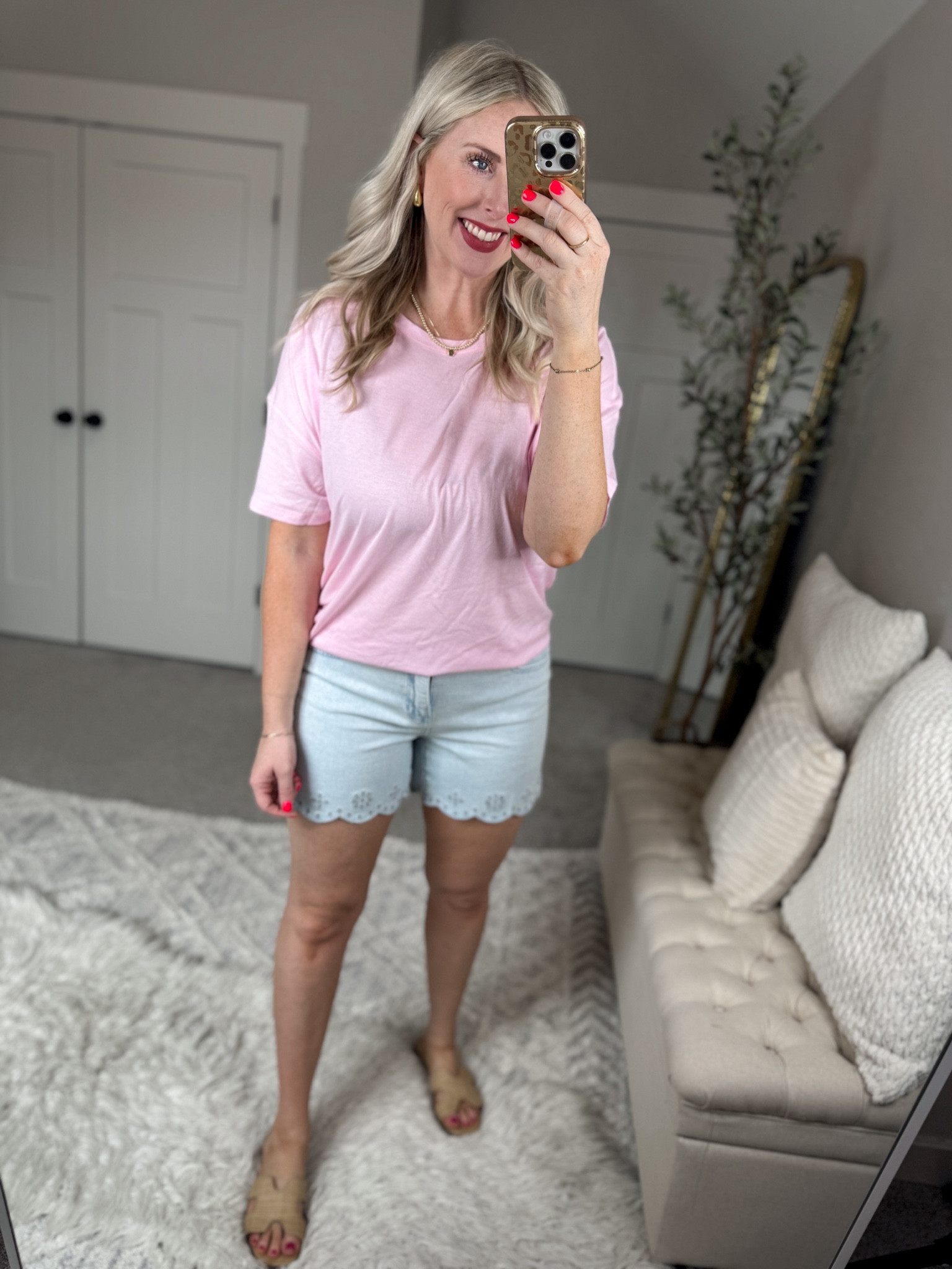 Daily try on, Walmart outfit, Walmart fashion, Walmart try on, pink tee, eyelet jean shorts 

Medium tee 

#LTKSeasonal #LTKfindsunder50 #LTKstyletip