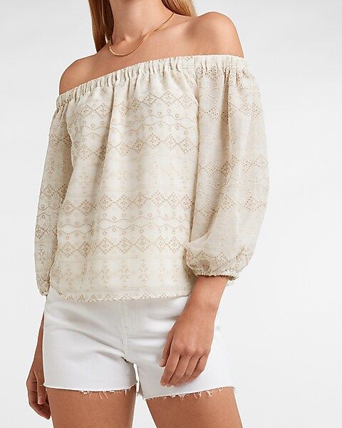Embroidered Off The Shoulder Top | Express