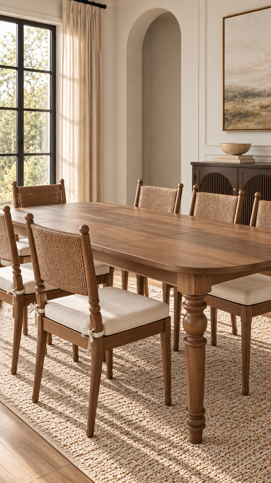 Can you believe this dining table and these woven dining chairs are from Walmart?! 🤎 They have such a warm, designer look with the turned wood details, woven backs, and neutral cushions. Such a good setup if you love timeless dining room furniture without the high end price tag.

#WalmartFinds #WalmartHome #DiningRoomDecor #DiningRoomFurniture #DiningRoomInspo #AffordableHomeDecor 

 #LTKSeasonal #LTKOver40 #LTKHome