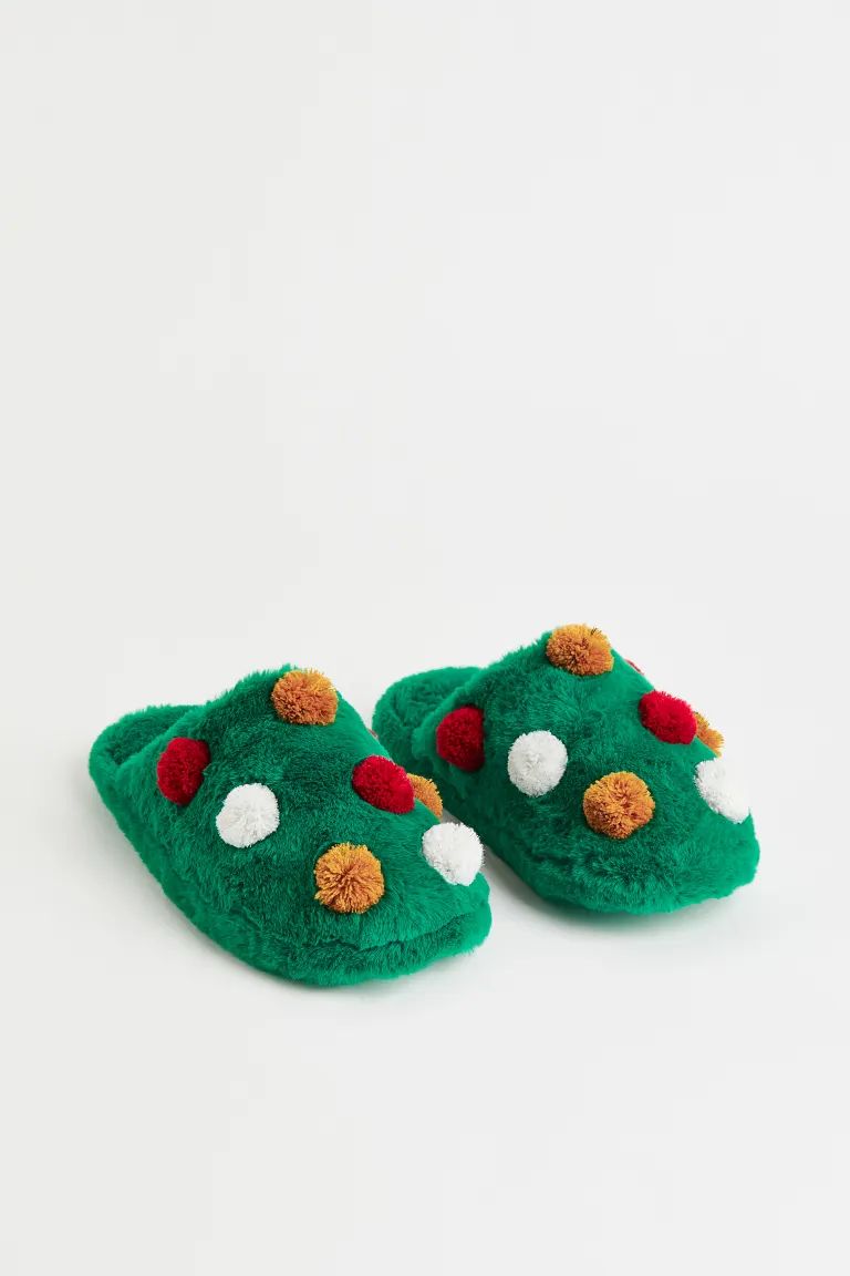 Christmas Tree Slippers - Green - Ladies | H&M US | H&M (US + CA)
