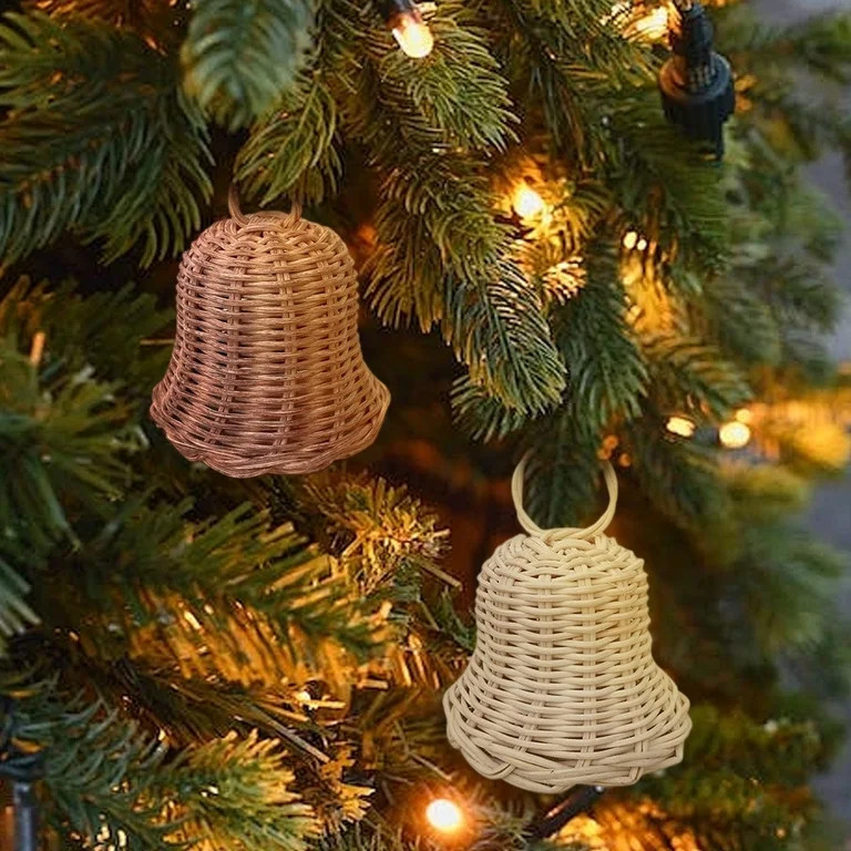 Christmas Bell Decorations Hanging Ornaments Wicker Bell Ornaments Xmas Bells Pendant for Holiday... | Walmart (US)