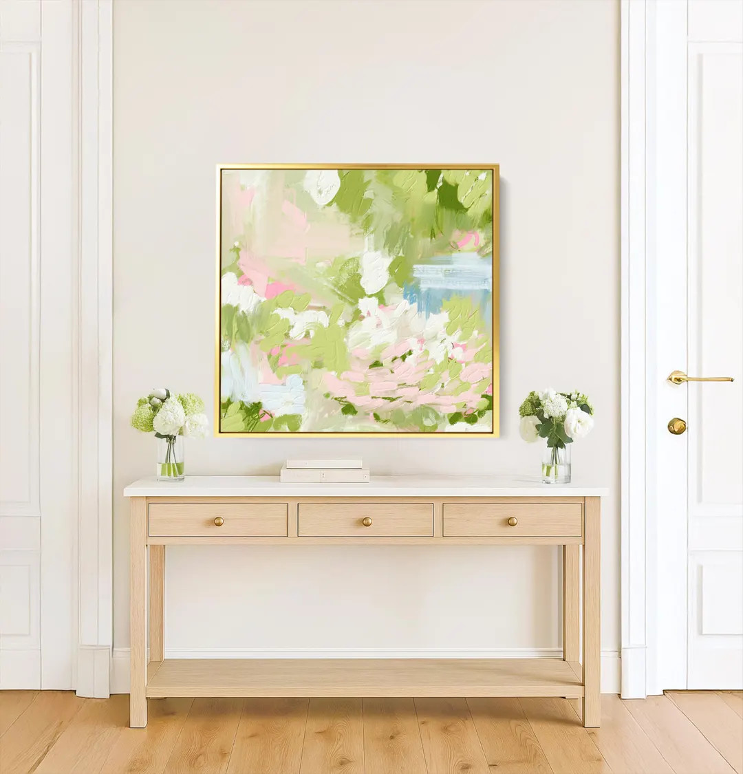 Abstract Painting on Framed Canvas: Pink and Green Wall Art Grand Millennial Style - Etsy | Etsy (DACH)