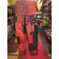 Patchwork Harem Pants With Pockets, Hippie Boho Cotton Pants, Women's Summer Festival Red | Etsy (US)