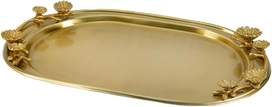 Serene Spaces Living 14.5" Suvarna Serving Tray, Food-Safe, Golden Tableware for Appetizer, Snack... | Amazon (US)