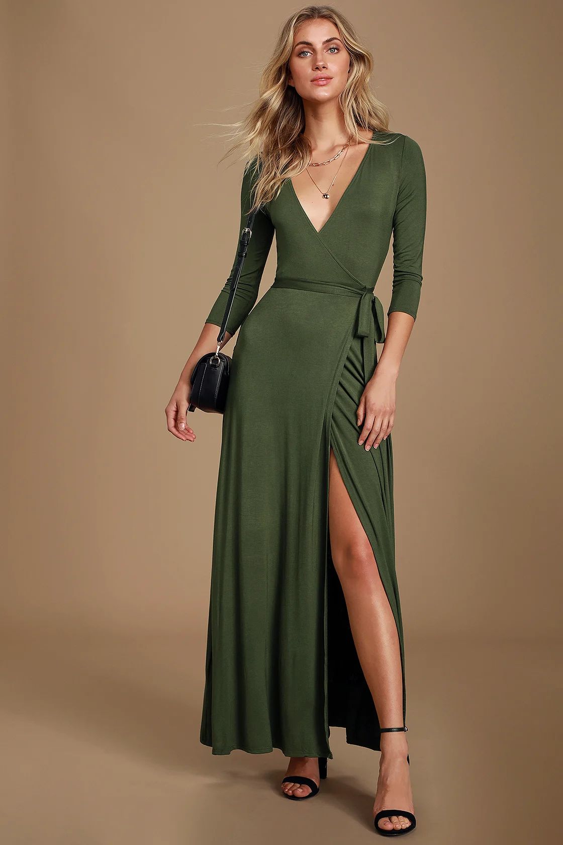 Garden District Olive Green Wrap Maxi Dress | Lulus (US)
