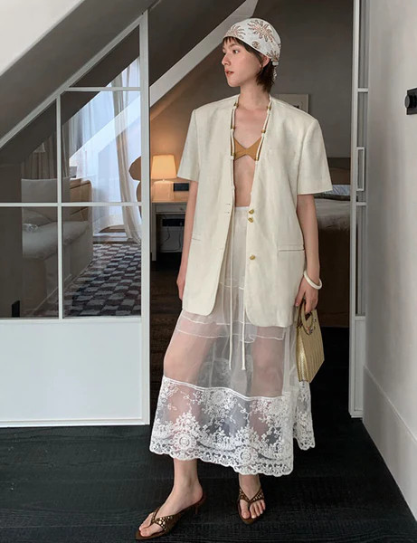 Sheer Lace Midi-Skirt-PREORDER | Pixie Market