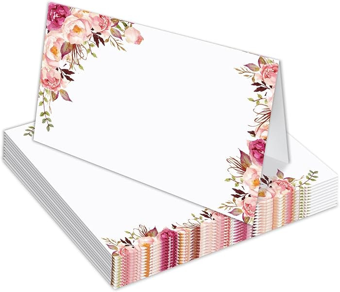 Place Cards Pink Blush Floral, Scored for Easy Folding, Set of 25 Tent Style Table Seating Cards,... | Amazon (US)