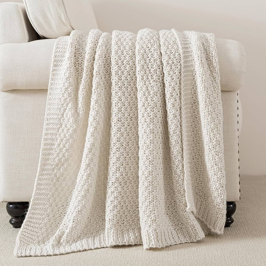 WDCOZY Chunky Cable Knit Throw Blanket Super Soft Warm Knitted Throw Blanket for Couch, Sofa, Cha... | Amazon (US)