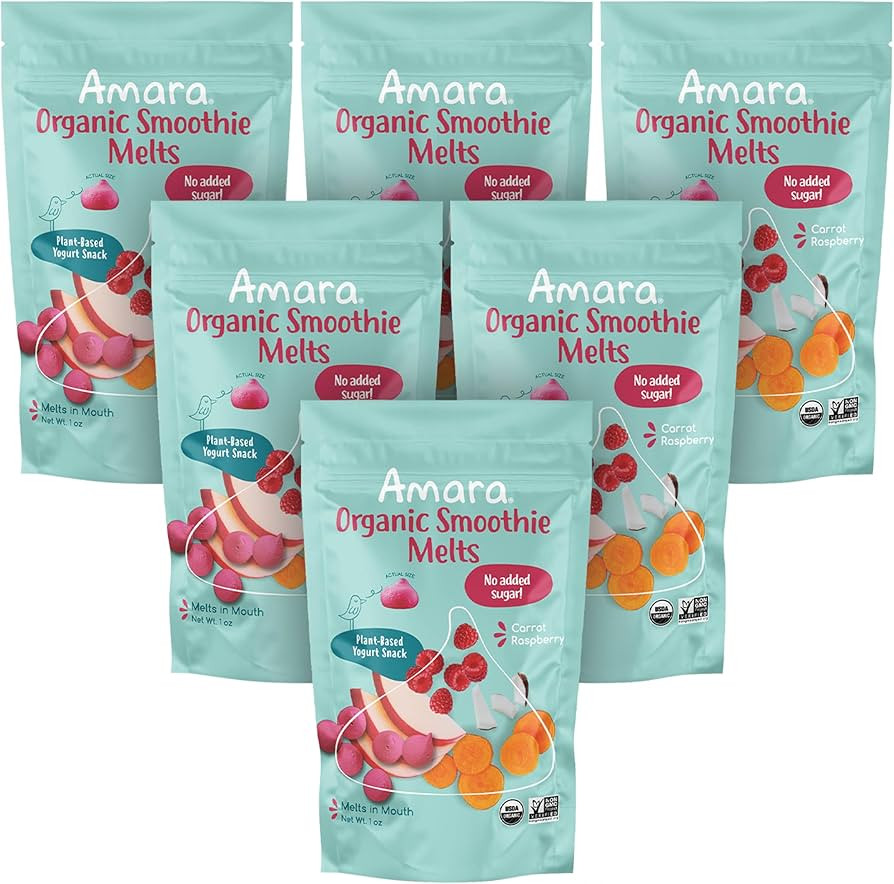 Amara Smoothie Melts - Carrot Raspberry - Baby Snacks Made With Fruits and Vegetables - Healthy T... | Amazon (US)