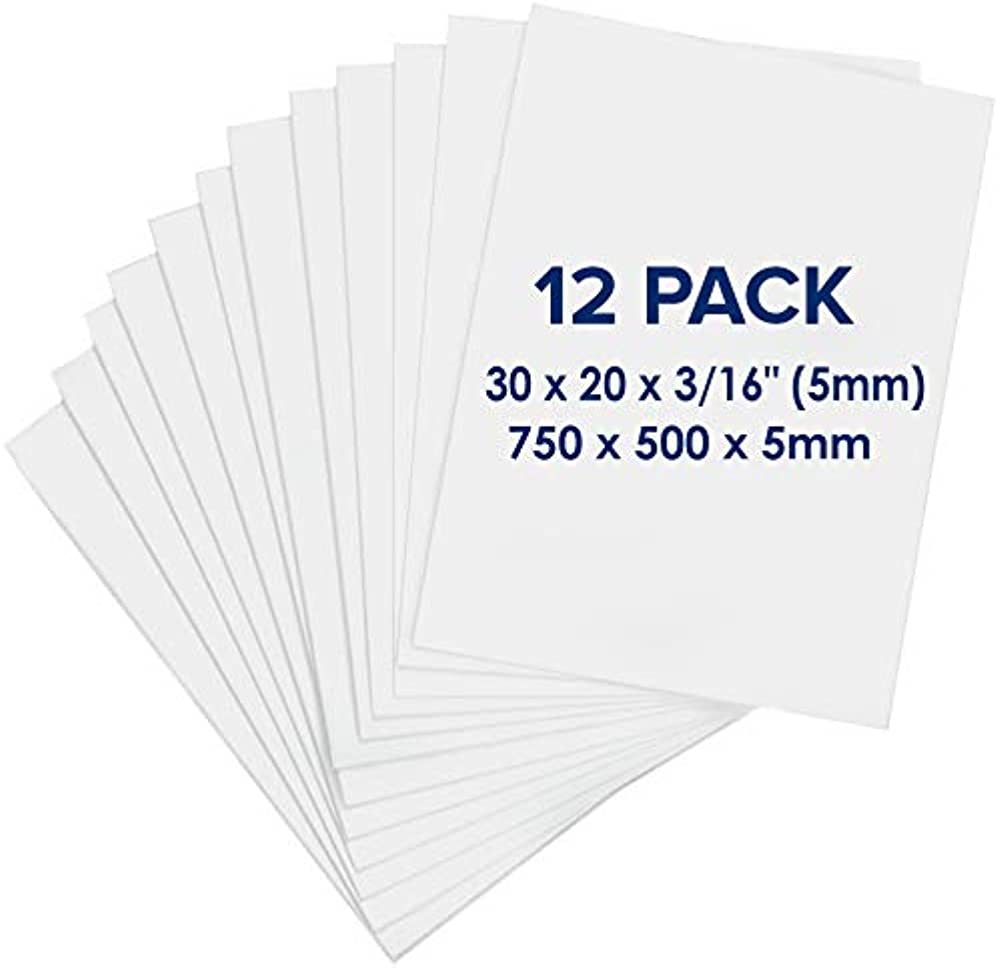 Foam Board 20 x 30 x 3/16" (5mm) - 12 Pack - White Poster Board, Acid Free, Double Sided, Rigid, ... | Amazon (US)