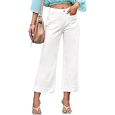 luvamia Wide Leg Jeans for Women Trendy High Waisted Flare Jeans Cropped Denim Pants Stretchy Bag... | Amazon (US)