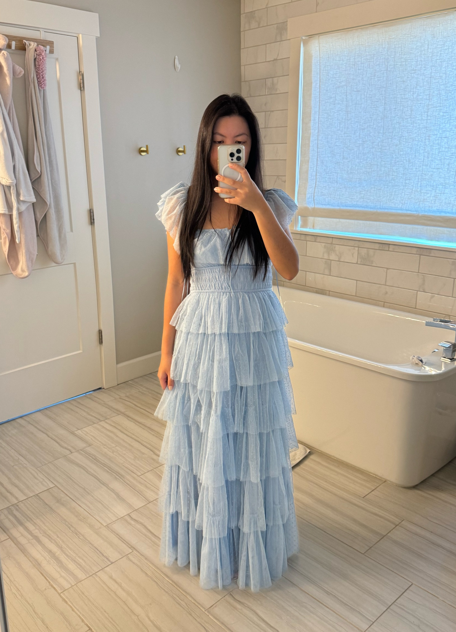 Light blue tulle tiered dress, wedding guest maxi dress $109

#LTKStyleTip #LTKSeasonal #LTKWedding