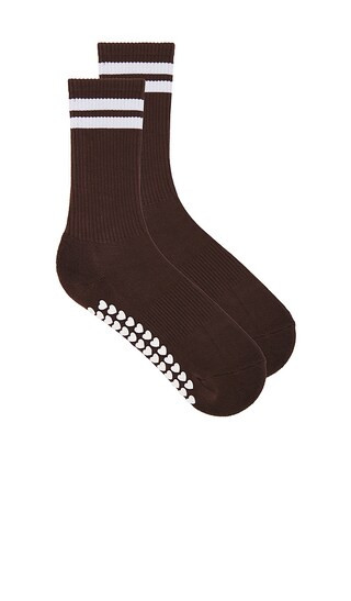 Striped Tube Grip Sock in Beige & Windy Grey | Revolve Clothing (Global)