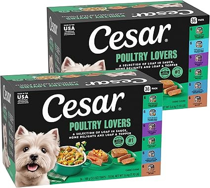 Cesar Classic Loaf in Sauce and Home Delights Adult Wet Dog Food Poultry Lovers Variety Pack with... | Amazon (US)