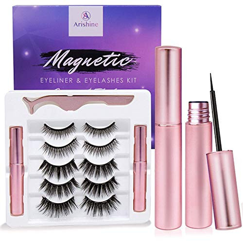 Magnetic Eyelashes with Applicator: 5 Pairs Reusable Natural & Glam Lashes, Lightweight Magnetic Liner, Beginner-Friendly, No Glue Needed, Waterproof & Cruelty-Free | Amazon (US)