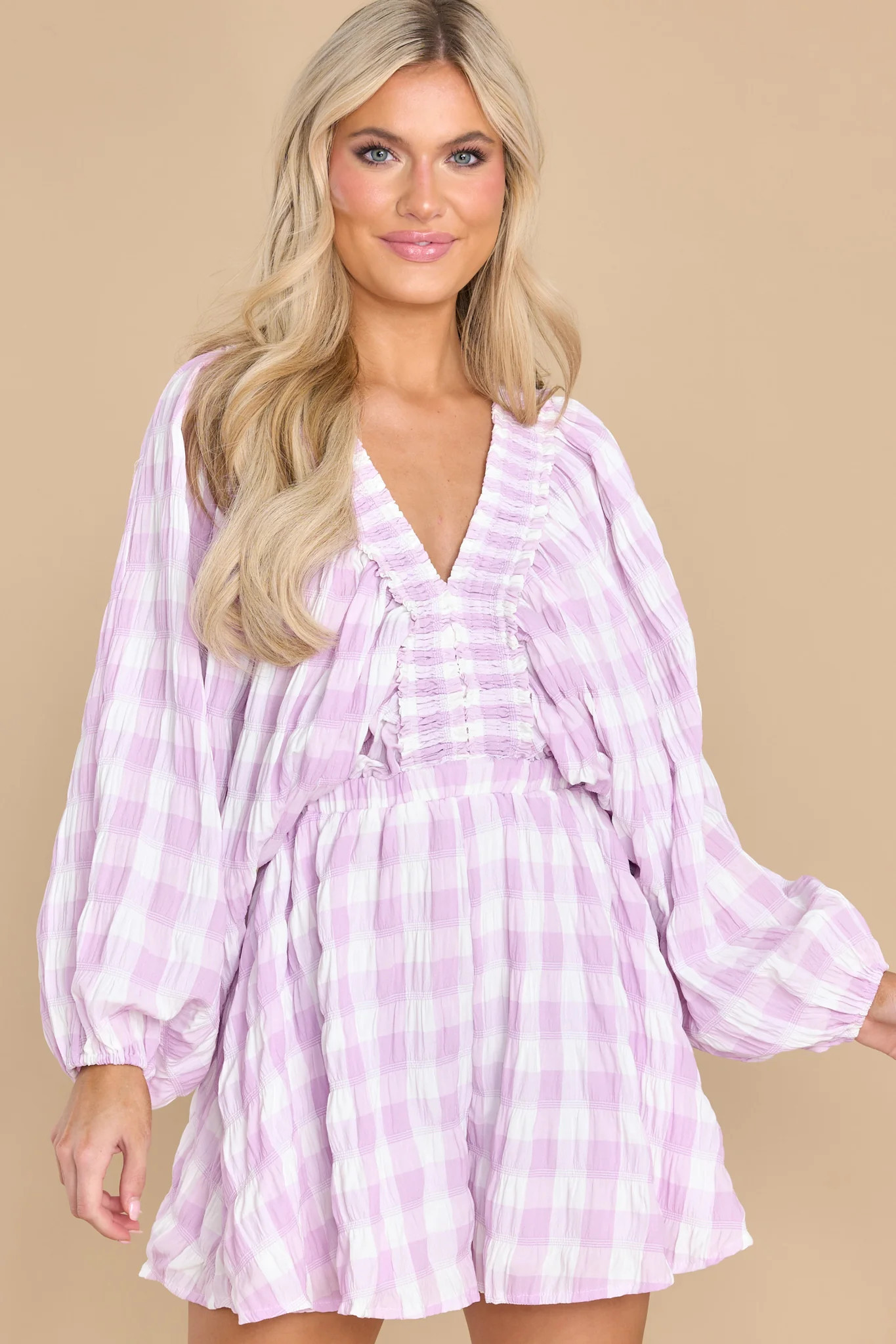Me First Purple Gingham Romper | Red Dress 