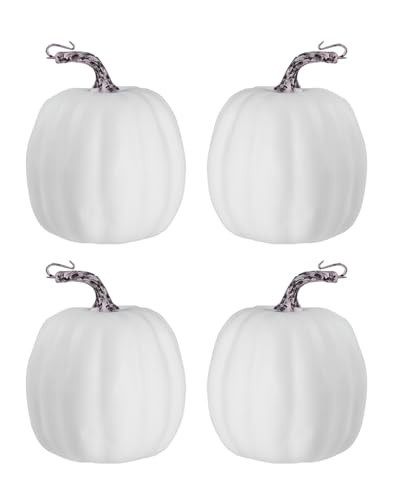vensovo 6 Inch White Artificial Pumpkins, 4 Pack | Amazon (US)