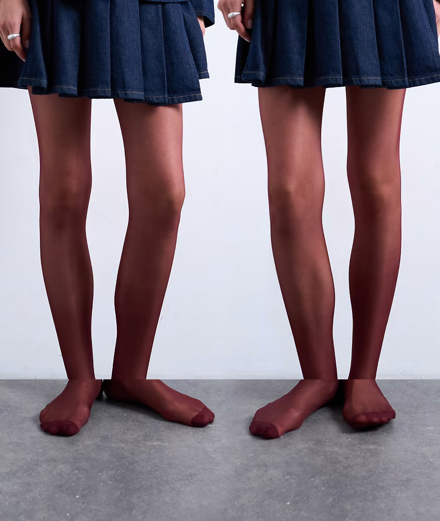 Topshop - Lot de 2 paires de collants transparents 15 deniers - Bordeaux-Rouge | ASOS (Global)