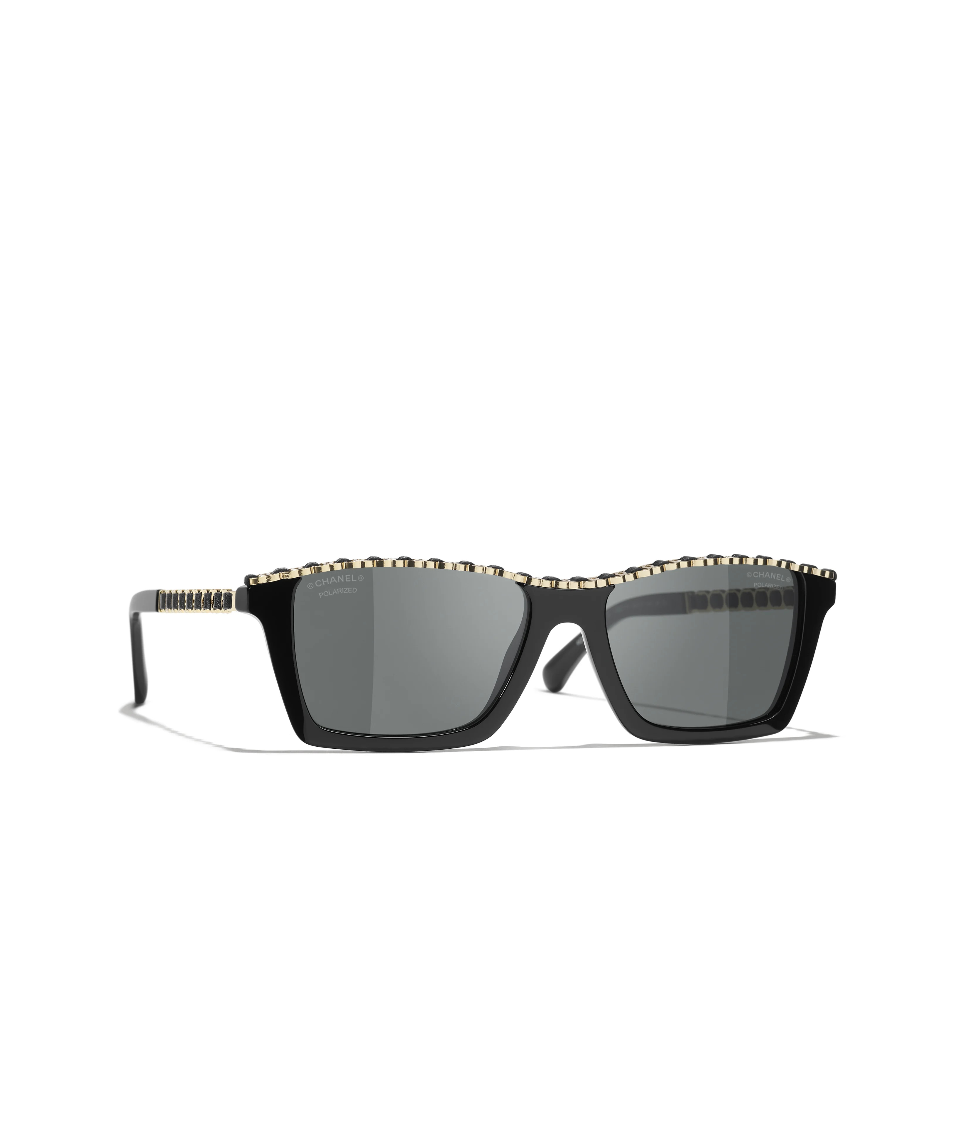 CHANEL Sunglasses: Rectangle Sunglasses, acetate &amp; calfskin &mdash; Fashion | CHANEL | CHANEL | Chanel, Inc. (US)