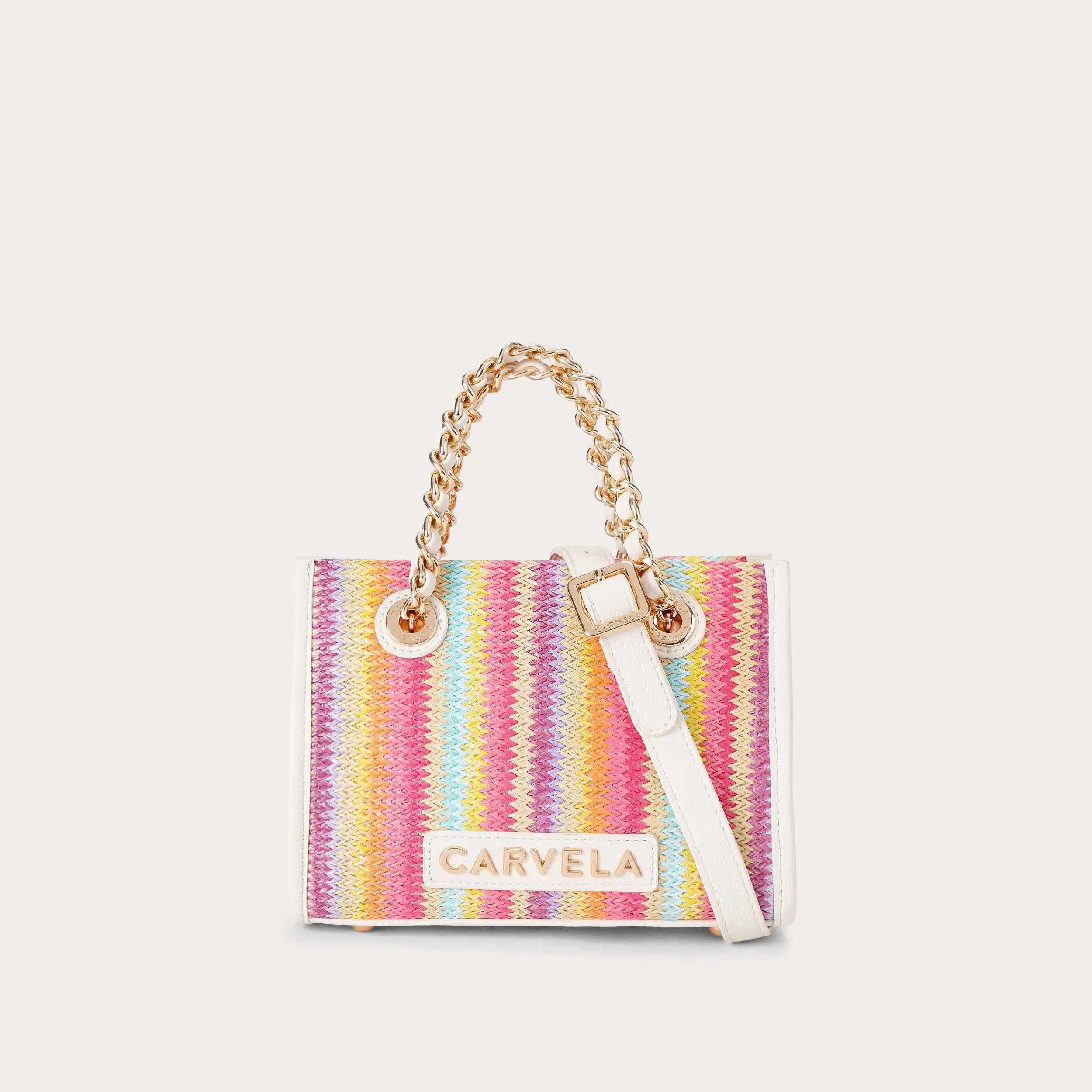 LEILA RAFFIA MINI TOTE Rainbow Raffia Mini Tote Bag by CARVELA | Carvela UK