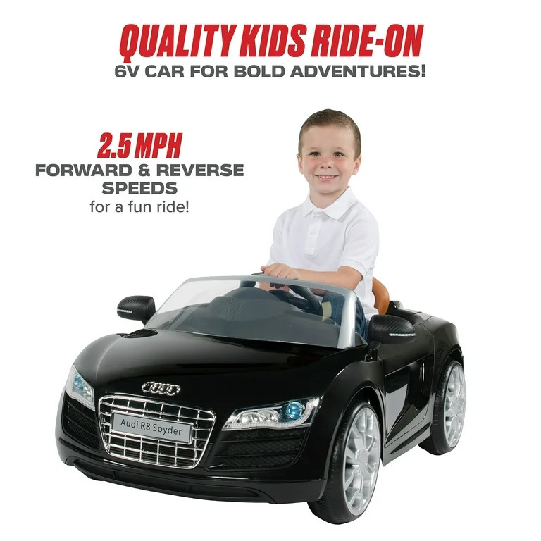 Rollplay Audi R8 Spyder 6 Volt Battery-Powered Ride-On Vehicle, Black | Walmart (US)
