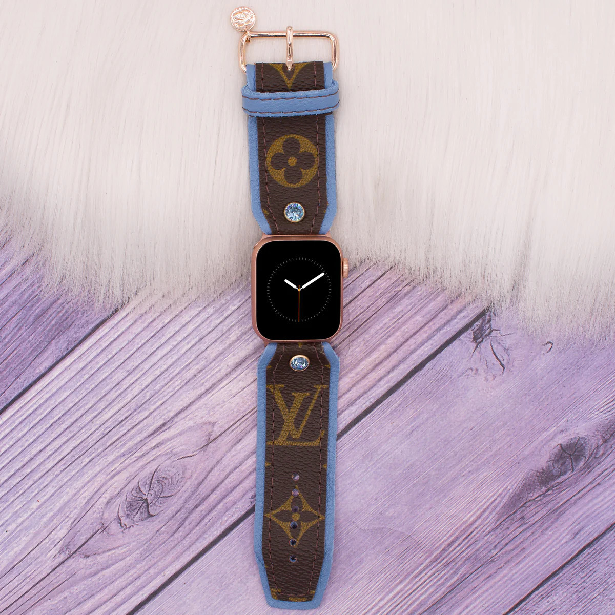 Limited Edition Sivella Band in Upcycled LV Monogram with Carolina Blue | Sparkl