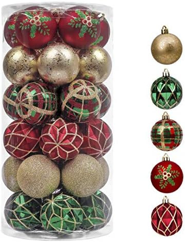 Valery Madelyn Christmas Ornaments Set, 30ct 2.36 Inches Red Green and Gold Shatterproof Christma... | Amazon (US)