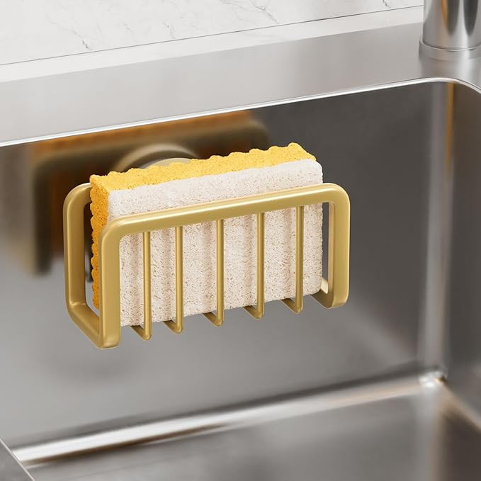 TAILI Sponge Holder for Kitchen Sink with Strong Suction Cup, Rustproof Aluminum Sink Caddy for S... | Amazon (US)