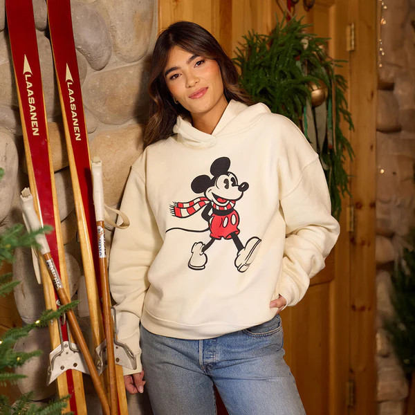 Disney Mickey Mouse Holiday Boyfriend Hoodie, Oat | Albion Fit