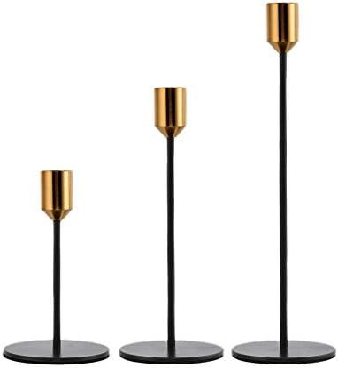 TANGPAI Candle Holder, Black Tall Candlestick Holders, Set of 3 Metal Modern Decor Candle Stands for | Amazon (US)