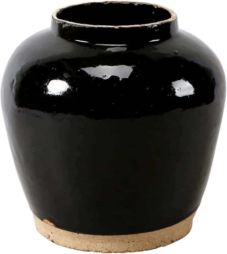 Artissance Vintage Glazed Obsidian Small Vase with Unfinished Base, Black (Size & Color Vary) | Amazon (US)