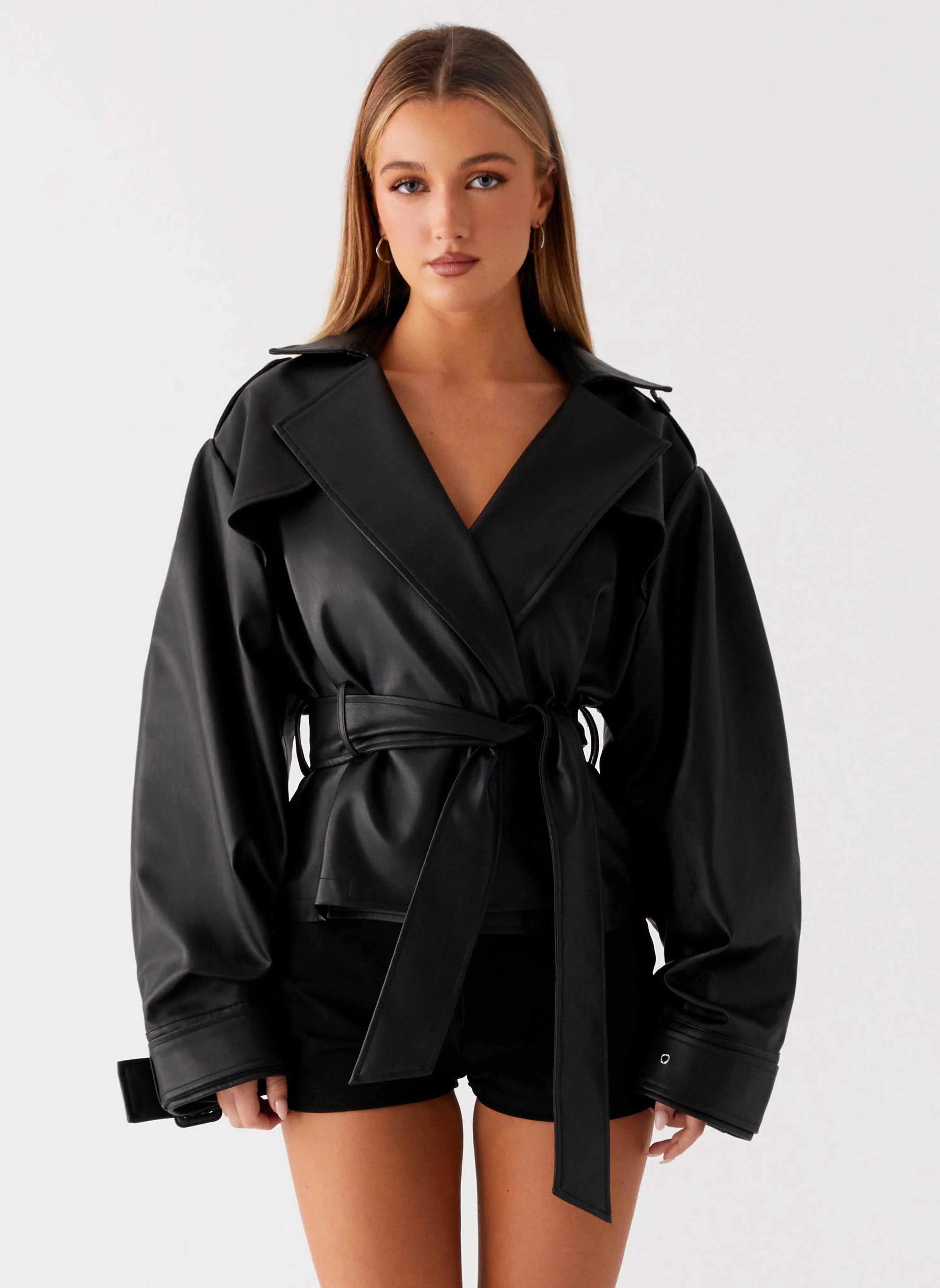 Midtown Leather Trench - Black | Peppermayo (Global)