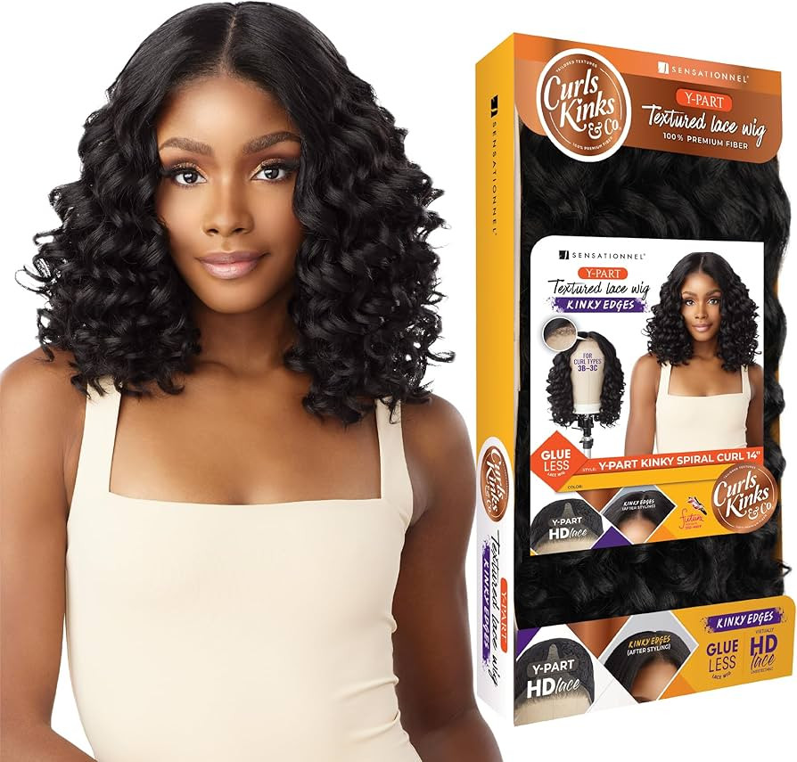 Sensationnel Kinky Edge Y-Part Lace Wigs - ypart kinky spiral curl 14-inch glueless synthetic wig... | Amazon (US)