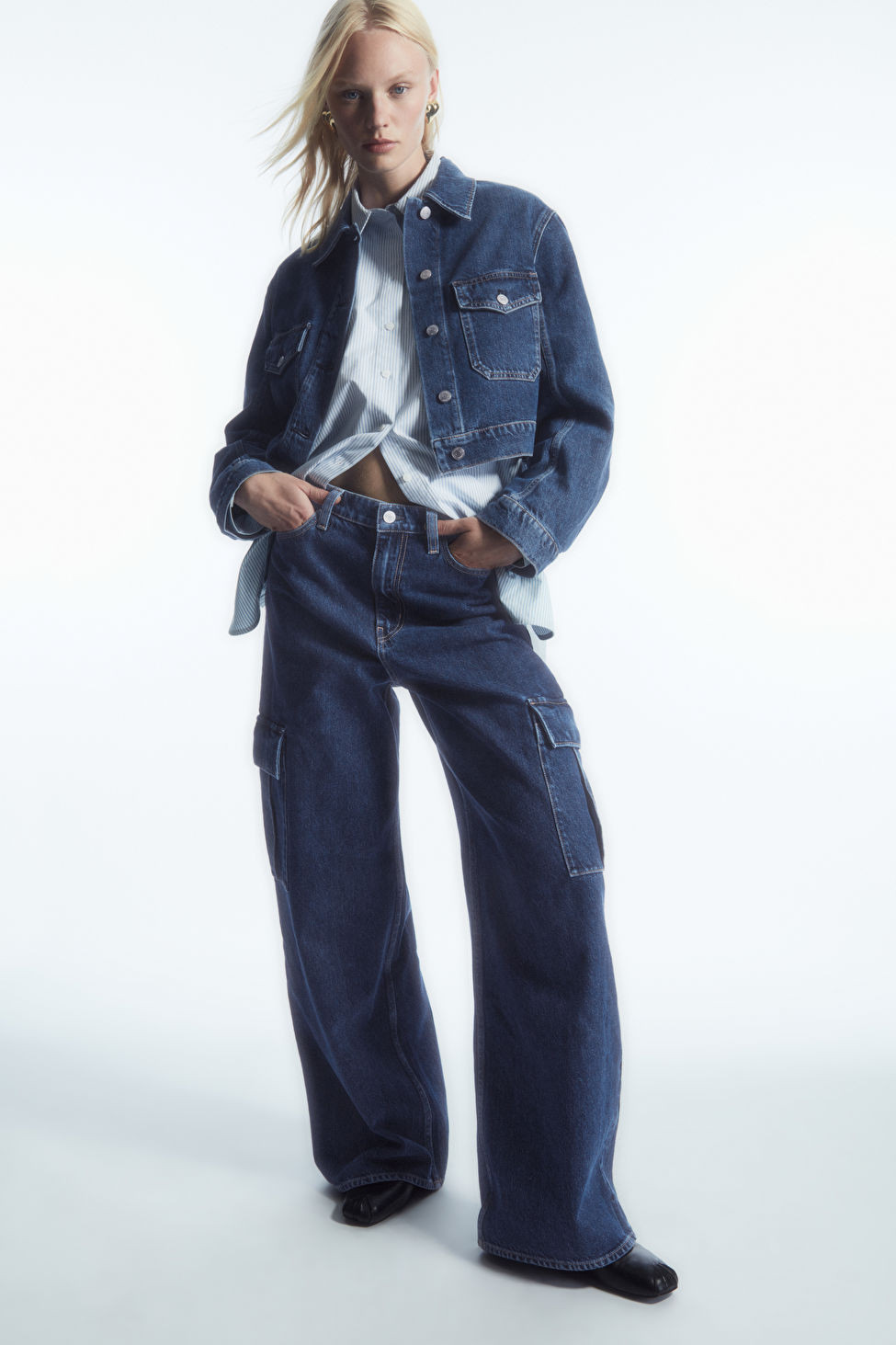 DENIM CARGO TROUSERS - BLUE - COS | COS UK