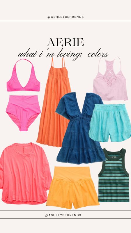 Aerie new arrivals what I’m loving: colors 🌈 Swimsuit, dress, tshirt, tank top, shorts 

#LTKSeasonal #LTKFindsUnder50 #LTKStyleTip