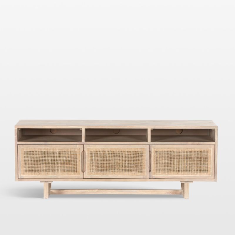 Libby Natural Mango Wood Media Console with Storage | Crate & Barrel | Crate & Barrel