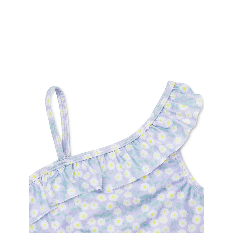 Wonder Nation Girls Asymmetrical Bikini Swimsuit with UPF 50, Sizes 4-16 | Walmart (US)