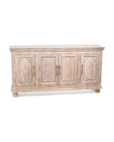 73x38 Solid Mango Wood Adana Hand Carved Sideboard | TJ Maxx