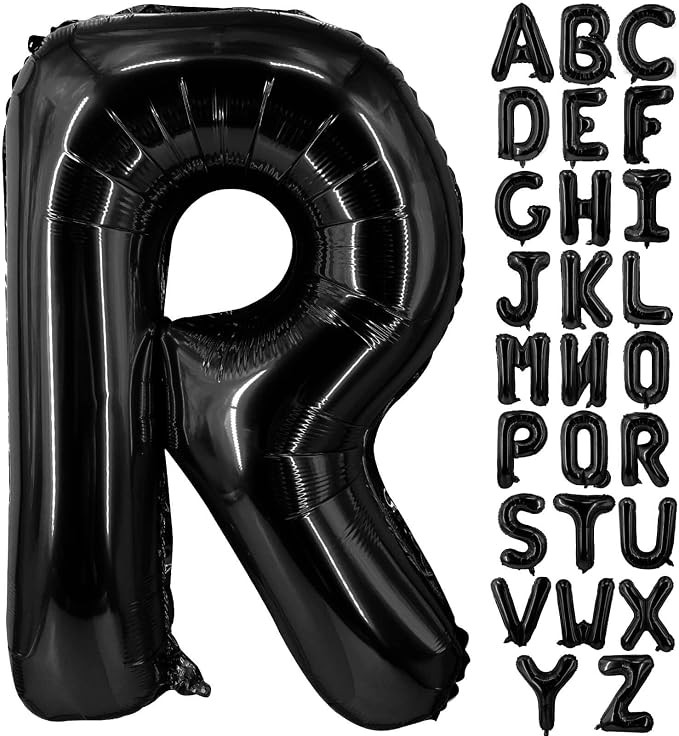 40 Inch Large Black Letter R Balloons Big Size Jumbo Mylar Foil Helium Balloon for Birthday Party... | Amazon (US)