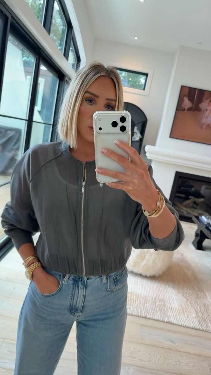 Love this grey semi sheer bomber jacket from Zara