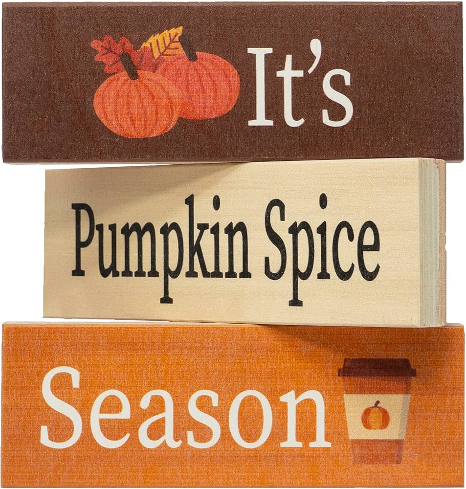 It's Pumpkin Spice Season Wooden Block Signs, Fall Decor, Harvest Autumn Thanksgiving Decor, Fall... | Amazon (US)