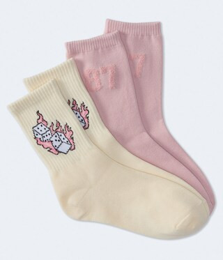 Fiery Dice & Chenille 87 Crew Sock 2-Pack | Aeropostale