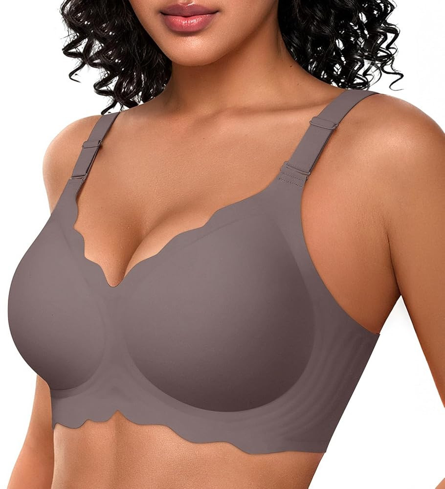 OEAK Women Bras No Underwire Scalloped Push Up Buttery Soft Tshirt Bra Seamless Full Coverage Con... | Amazon (US)